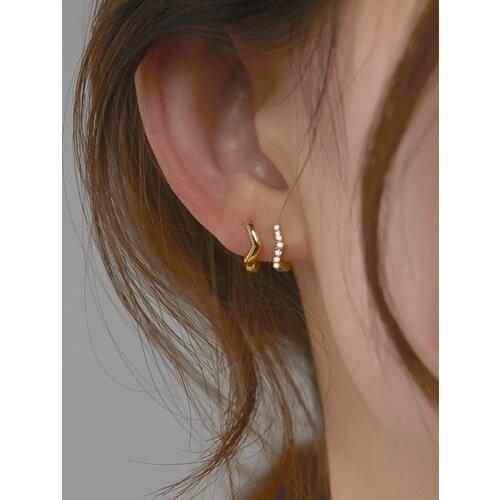 New Design CZ Zircon Crystal Small Hoops Sets Gold Color Earrings for Women Rhinestone Beads Fashion Jewelry Piercing Hoop 2021