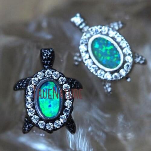New Design Opal Jewelry Findings Loose Beads Clear Zircon Micro Pave Oval Shape Turtle Jewelry Loose Beads BE9714