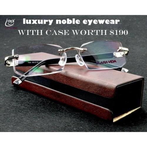 CLARAVIDA LUXURY PACK CHIEF EXECUTIVE OFFICERS BUSINESS RIMLESS FRAMELESS READING GLASSES+PU BOX +1 +1.5 +2 +2.5 +3 +3.5 +4