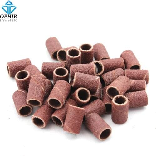 OPHIR 100pcs 120" Nail Drill Sanding Band Medium Coarse Nail Drill Head Grinding Tools Polishing Head #KD166