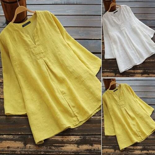 PIPIMOTHER Women Tops Blouse Female Shirt Casual Cotton Linen Solid Blusas Ladies Work Office Plain Shirts Tunic Tops Plus Size