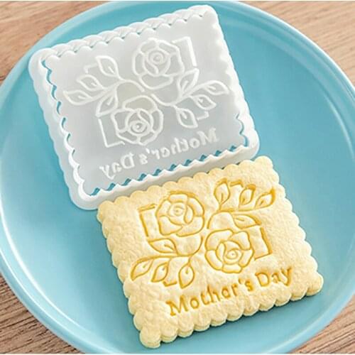 Happy Mothers Day Cookie Mold Plastic Cookie Biscuit Stamp Press Mould Cookie Cutter Sugarcraft Fondant Cake Decorating Tools