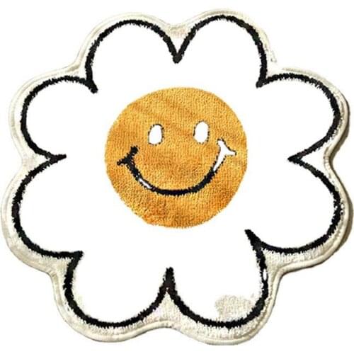 Sunflower Floral Morocco Style Carpet Living Room Round Rug Washable Anti-Slip Bedroom Area Computer Chair Mat