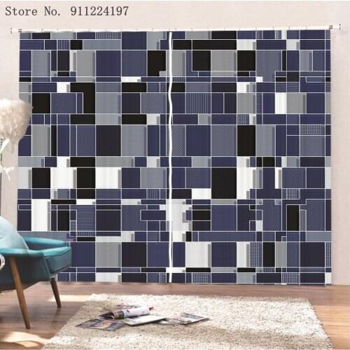 Simple Geometric Checkered Printing Window Curtains Kitchen Drapes 2 Panels Curtains For Living Room Curtains Bedroom Home Decor