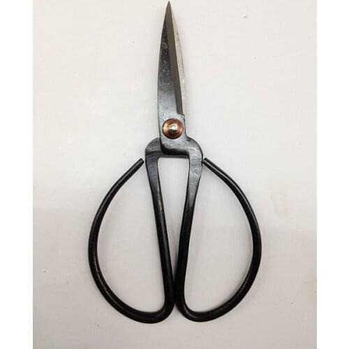 Handmade carbon steel forged black scissors 2 flange gardening scissors 190mm length