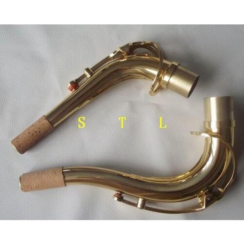 2 pcs sax neck :1 pcs Alto and 1 pcs Tenor sax neck gold lacquer brass material