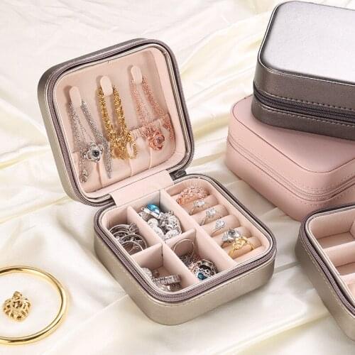 Jewelry Box PU Leather Jewellery storage Earring Boxes Packaging Storage Display Case Organizer For Home Travel girl gifts