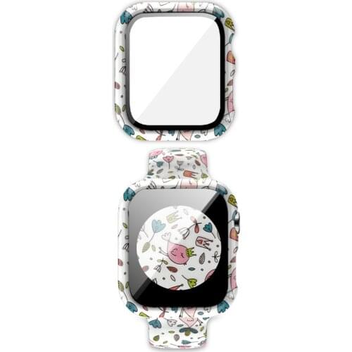 40mm Custom patter Silicone Strap for Apple WatchBand 44mm 38mm 42mm Spots Flower Band All Series Full screen protective shell