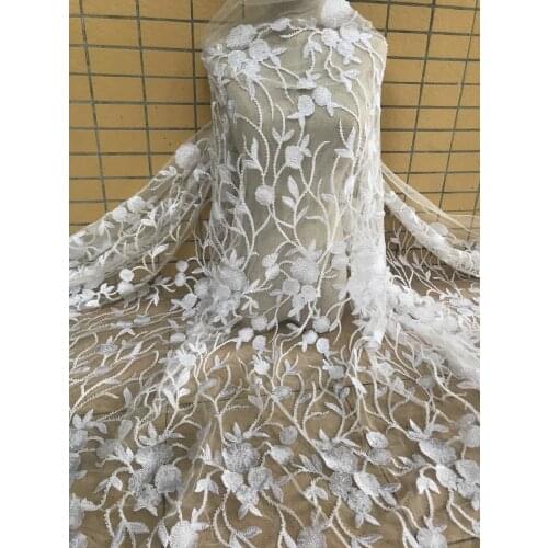 Bridal French Net Lace Fabric ZH-56684 wholesale African Embroidery Tulle Mesh Lace with beads For Wedding