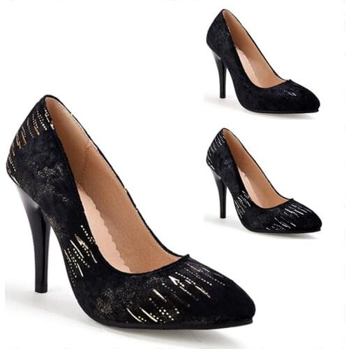 Women PumpsParty Ankle Strap Pumps Platform Ladies Shoes Thick Heeled Black Working Shoes plus size43 small size 33