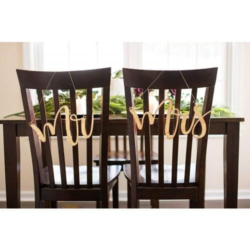 Mr Mrs Sign Chair Decor for Wedding Chair Signs for Bride and Groom Floral Wedding Decorations Rustic Boho