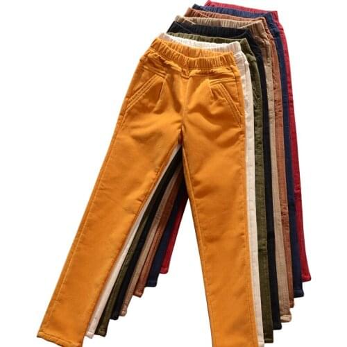 Autumn and winter corduroy pants elastic waist casual pants high waist large size fashion corduroy pants feet long pants