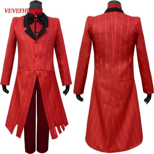 VEVEFHUANG Hazbin Cosplay Hotel ALASTOR Uniform Cosplay Costume Adult Men Halloween Carnival Christmas Costumes Red Suit