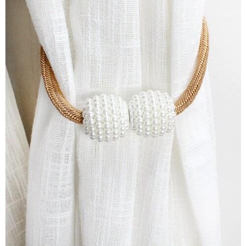 2pcs/set Magnetic Pearl Ball Curtain Tie Backs Curtain Holder Buckle Beaded Curtains Tie Backs Accessoires Dropshipping AT183