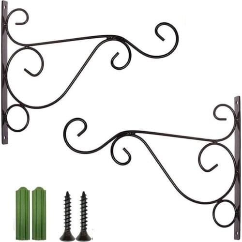 Gardening Iron Wall Light Hook Bracket Wind Chimes Garden Hanging Basket Planter Lantern Flower Pot Hook Home Decoration Outdoor