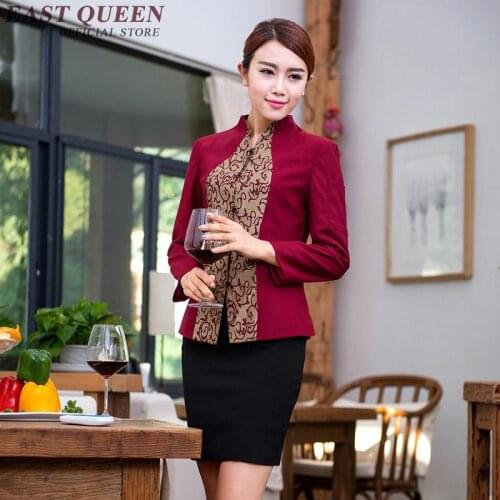Restaurant waitress uniforms long sleeve waitress uniform pastry chef uniforms housekeeping clothing catering clothing NN0168 W
