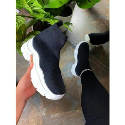 Tie-dye High Top Women Casual Womens Boots Breathable Stretch Colorful Womens Thick Bottom Sports Running Shoes Woman Sneakers