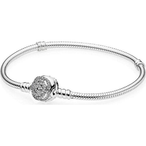 925 Sterling Silver Limited Edition Beauty Belles Enchanted Rose Clasp pandora Bracelet Bangle Fit Bead Charm Jewelery