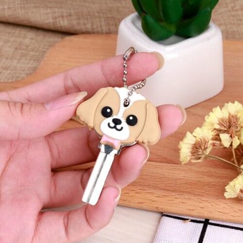 1PCS Cartoon Silicone Creative Key Cover Home Accessories Control Key Protection Dust Cover Puppy Keychain Chain Pendant
