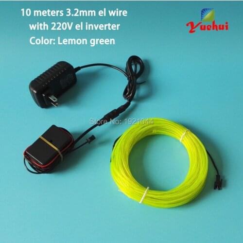 10 Colors Choice 10Meters 3.2mm diameter LED neon wire El Wire With 100V~220V Flashing Inverter With Home Festival Decorations