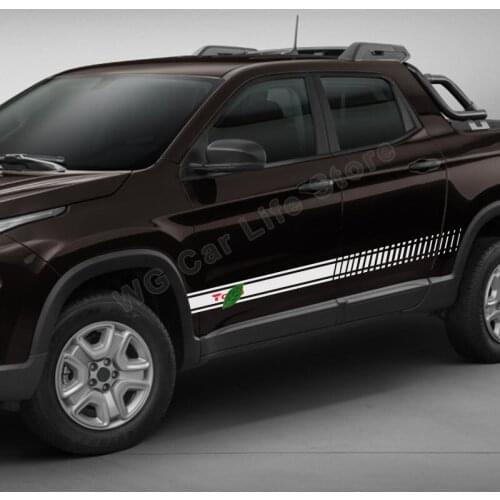 2 Pcs Racing Car Stickers For Fiat Toro Accessories Car Stylish Vinyl Flim Decals Sports Long Styling Skirt Sticker