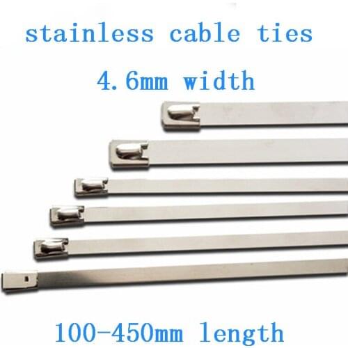 20pcs 4.6mm stainless steel metal cable ties ball lock self-lock tie zip wrap exhaust heat straps induction pipe wire accessory