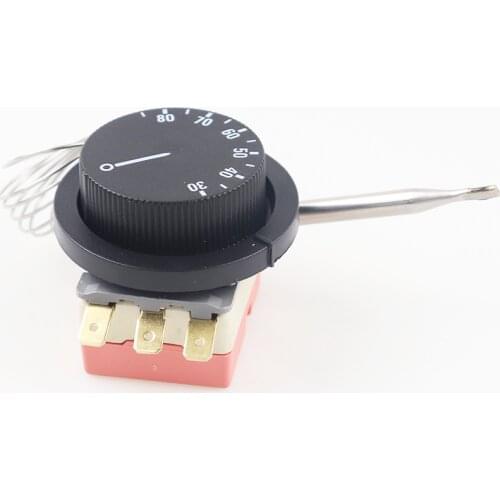 3 pins 30-85C Adjustable Temperature Switch NO+NC Capillary Thermostat 16A Temperature Rotary Switch
