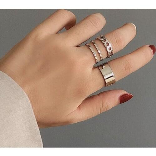 3Pcs Hip Hop Punk Open Ring Set Goth Ring Personality Three Finger Conjoined Chain Rings for Men Women Jewelry