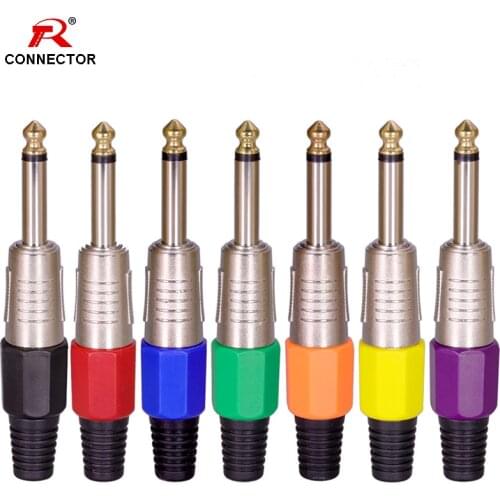 8pcs 6.35mm 1/4" Male Mono Plug 6.35mm Connector Mono Audio Plug Jack 6.5mm Amplifier Microphone Plug 7 Colors Available