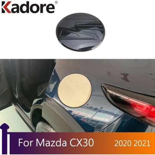 For Mazda CX30 CX-30 2020 2021 ABS Carbon Fiber Car Exterior Accessories Gas Fuel Tank Cover Trim Decoration Styling