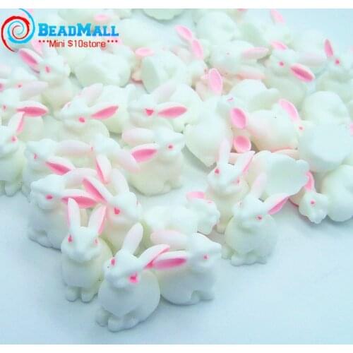 New Arrival 50pcs 10*12mm Lovely White Rabbit Resin Cabochon Flat Back Crafts Making Scrapbooking Hair Bow Center