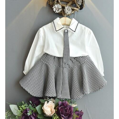 Girls' White Shirt Loose Skirt Two-piece Suit Toddler Fall Clothes 2021 Clothes Fashion Clothes Kids Boutique Clothing Wholesale
