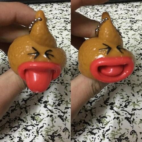 Key Chain Hanging Creative Tongue Poop-Funny Anti Stress Squeeze Toy Prank Gift Climbing Hook Key Chain Rings Gift For Hiking