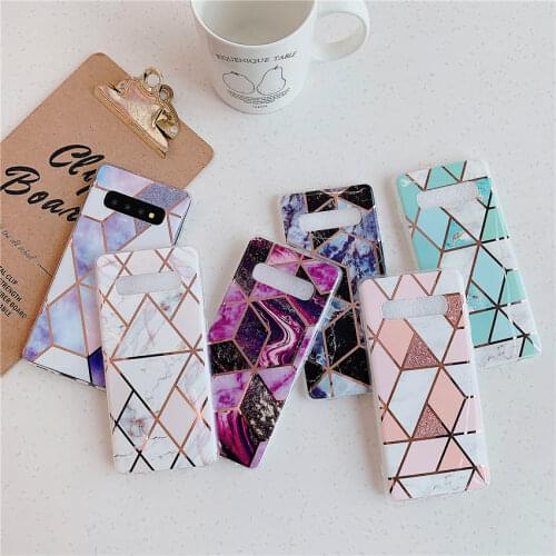 Glitter Plated Mosaic Case For Samsung Galaxy A50 A51 A70 A71 A30 A20 A10S Note10 S20 S10 S9 S8 Plus S7 Edge 360 Armor Cover