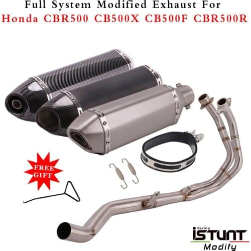 For Honda CBR500 CB500X CB500F CBR500R Motorcycle Escape Exhaust System Modified Front Link Pipe Carbon Fiber Muffler DB Killer