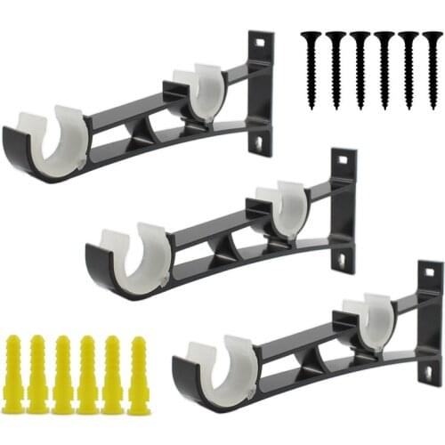 Double Curtain Rod Brackets Drapery Rod Bracket,Aluminum Alloy Curtain Rod Holder,Curtain Hardware Brackets,Double Rod Bracket