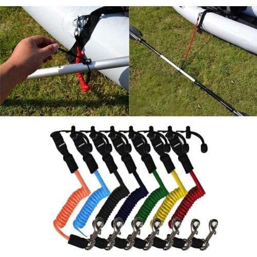Elastic Surf Canoe Kayak Paddle Coiled Leash Cord Safety Fishing Rod Lanyard Protect Lanyards Cord Rope with Carabiner