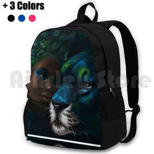 Fantasy African Lady And Lion Outdoor Hiking Backpack Waterproof Camping Travel Africa African Movies 2020 Lions African Movies