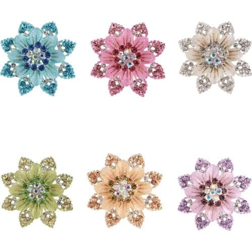 JINGLANG Fashion Silver Color Rhinestone Brooches Pins High Quality Enamel Flower Brooches For Women Wedding Decoration Jewelry