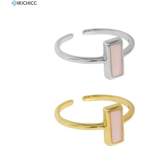 KIKICHICC 925 Sterling Silver Gold Square Pinkl Resizable Ring Chain Geometric Women Luxury Ring For Women Rock Punk Round Party
