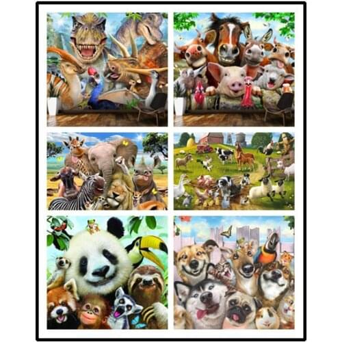 LIPHISFUN Needlework Diamond Painting 5D Diamond Embroidery Full Square Drill Home Decoration Square/round Animal Zoo