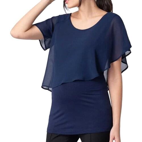 Maternity clothes short-sleeved shirt solid for breastfeeding T-shirt pregnancy women O-collar cotton svetement femme ropa embar