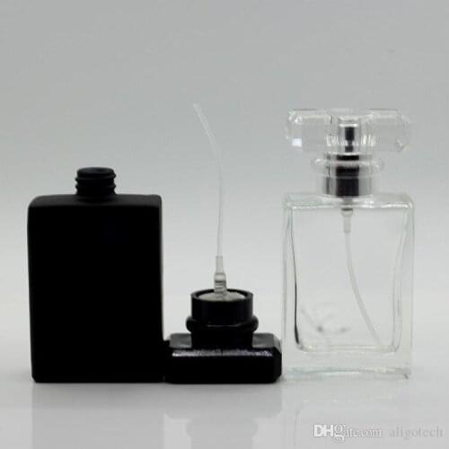 Portable Refillable Perfume Spray Bottle 50 ml Empty Perfume Vials Black Clear with Pump Sprayer Mist Atomizer