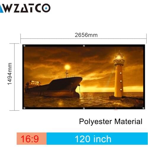 WZATCO 100inch Screen 120inch 16:9 Without Frame Portable Polyester Projection screen for HD LED CTL80 C80 UC46 Projector Beamer
