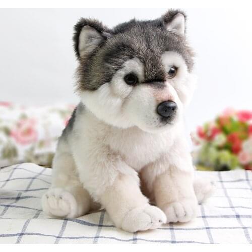 Dropshipping Cuddly Wolf Real Lifel Plush Toy Soft Stuffed Animal Plushy kawaii Kids Doll Fluffy Birthday Gifts for Children Boy