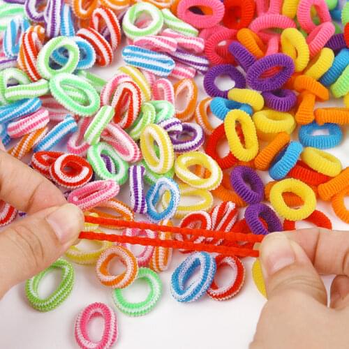 100pcs Kid Girls Hair Scrunchies Candy Color Elastic Rubber Band Hair Bands Durable Towel Rope Ring Ponytail Holder Ties