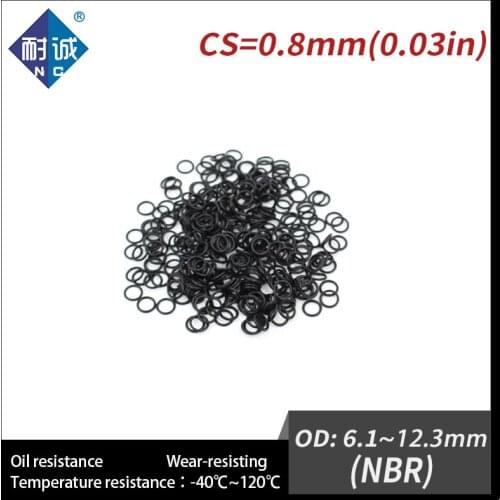 10PCS/lot Rubber Black NBR CS0.8mm OD6.1/6.6/8/8.25/8.6/9.5/11.8/12.3mm O Ring Gasket Oil resistant waterproof Nitrile rubber