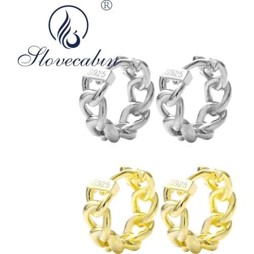 Slovecabin 925 Sterling Silver Chain Women Hoops Special Luxury Crystal Circle Huggies 2020 Fashion Pure Rock Punk Jewelry