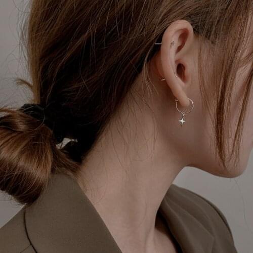 Asymmetrical Star Circle Hoop Earrings For Women Korea Fashion New Trend Hot Sale Student Daily Lady Party Gift Jewelry BOYULIGE