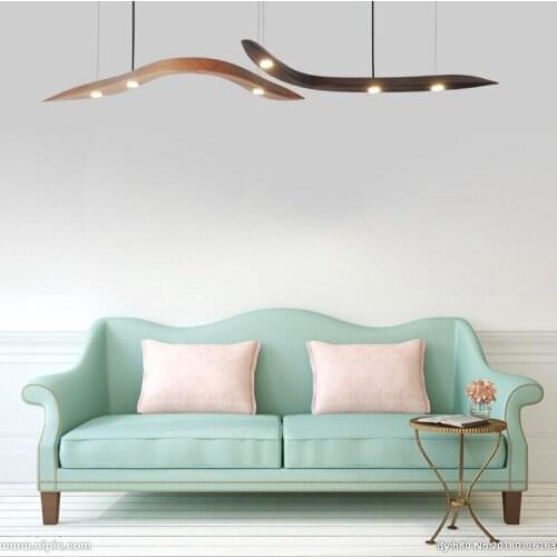 Modern Chinese Creative Solid Wood Bent Pendant Lights Decorations For Home Dining Room Art Restaurant LED Hanglamp Luminaire
